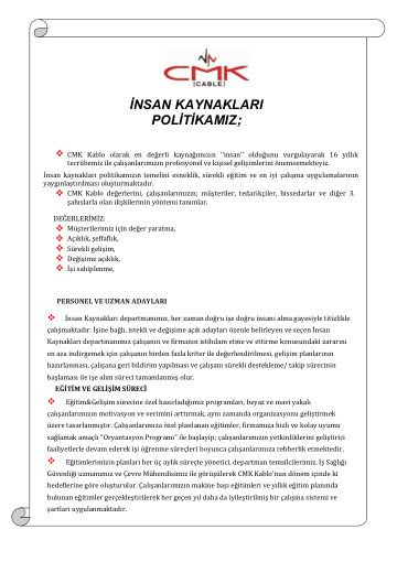 İNSAN KAYNAKLARI POLİTİKAMIZ preview
