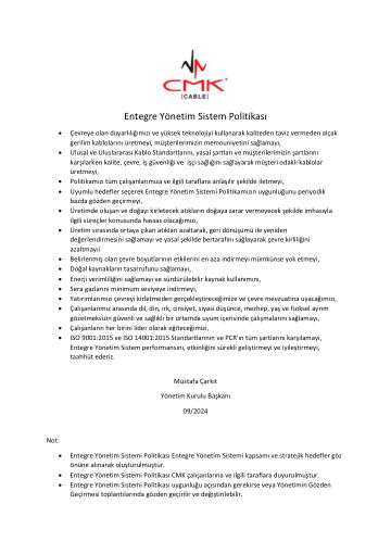 Entegre Yönetim Sisitemi Politikası preview